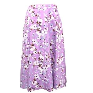 Talbots women’s floral print cotton blend skirt, lavender color, lined size 12p